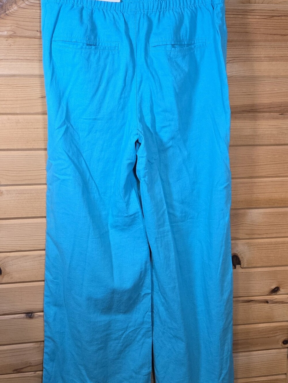 St. John's Bay Linen Rayon Pants NWT Large Wide Leg Turquoise Beach Boho Resort - Picture 6 of 8
